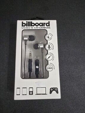 New billboard Stereo In-Ear Earbuds - Silver and Black